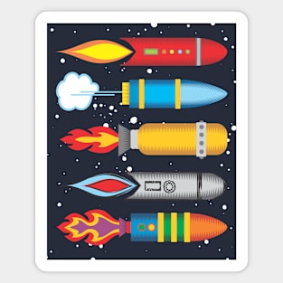 Retro space rockets sci fi science fiction universe Magnet